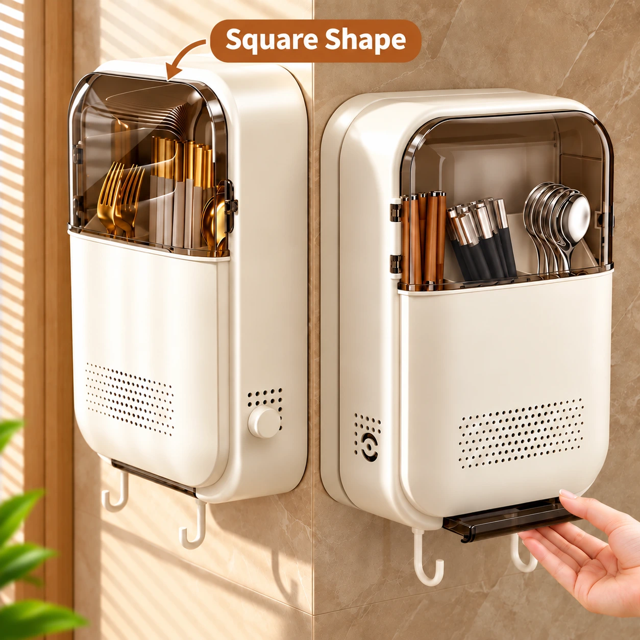 Square Shape Utensil Storage Duo
